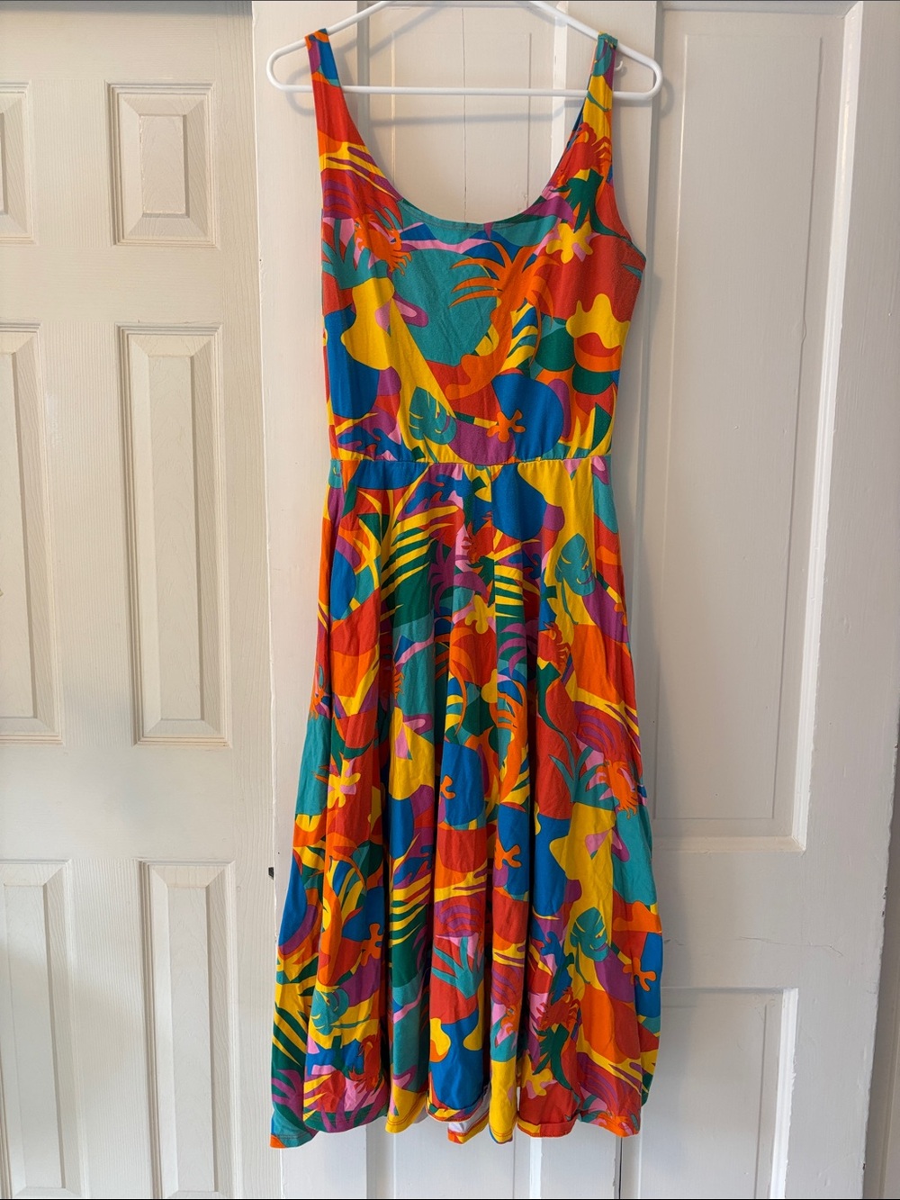 Nooworks Vacation Tropical Print Midi Dress in Teal, Yellow, Orange, Pink, Blue